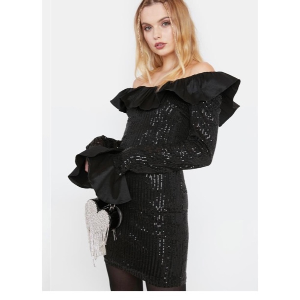 BNWT Ruffle Sequin Mini Dress - Picture 4 of 4